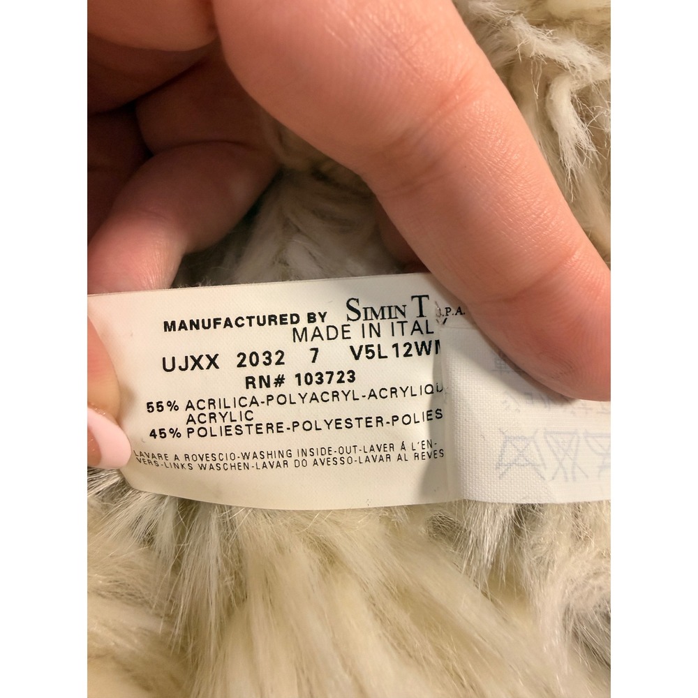 Armani Jeans Faux Sherling Long Coat Tan Cream Made in Italy Size 40 (6) - Picture 5 of 16